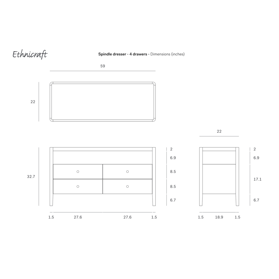 COMMODE SPINDLE - 4 TIROIRS par Ethnicraft