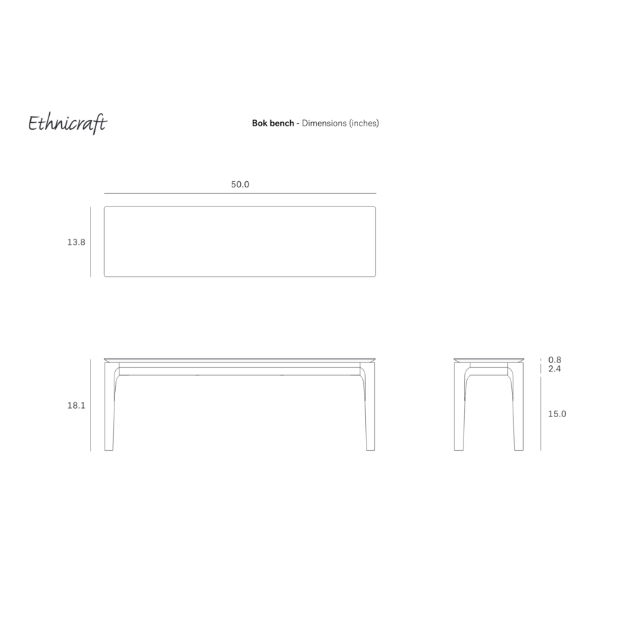 BANC BOK 49.5'' par Ethnicraft