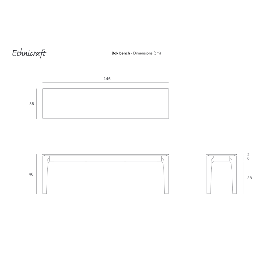 BOK BENCH 57.5'' by Ethnicraft