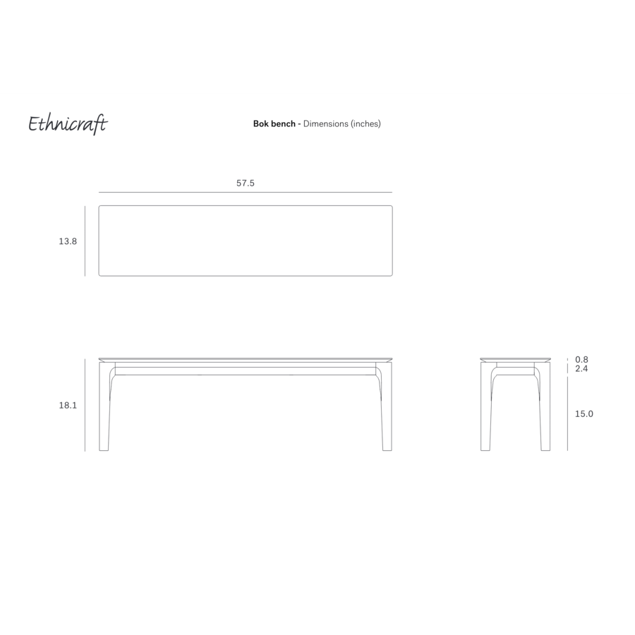 BANC BOK 57.5'' par Ethnicraft