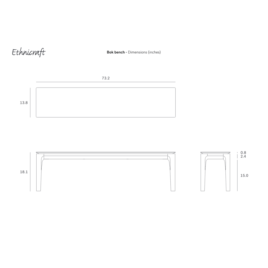 BOK BENCH 73'' by Ethnicraft