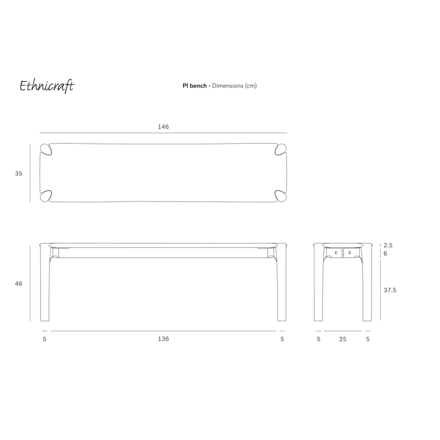 PI BENCH 57.5'' by Ethnicraft