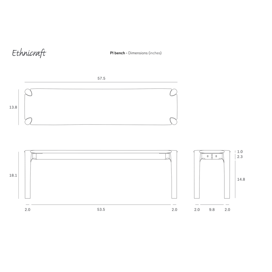 PI BENCH 57.5'' by Ethnicraft