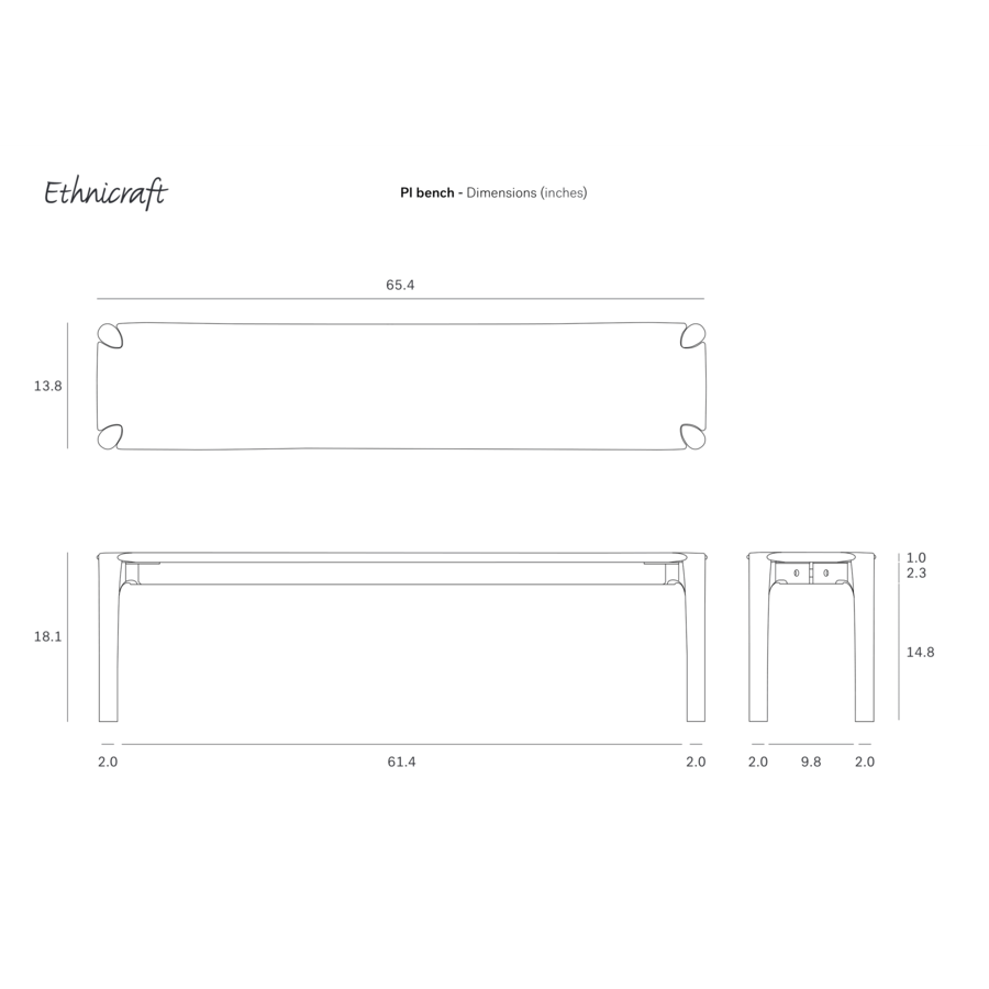 PI BENCH 65.5'' by Ethnicraft