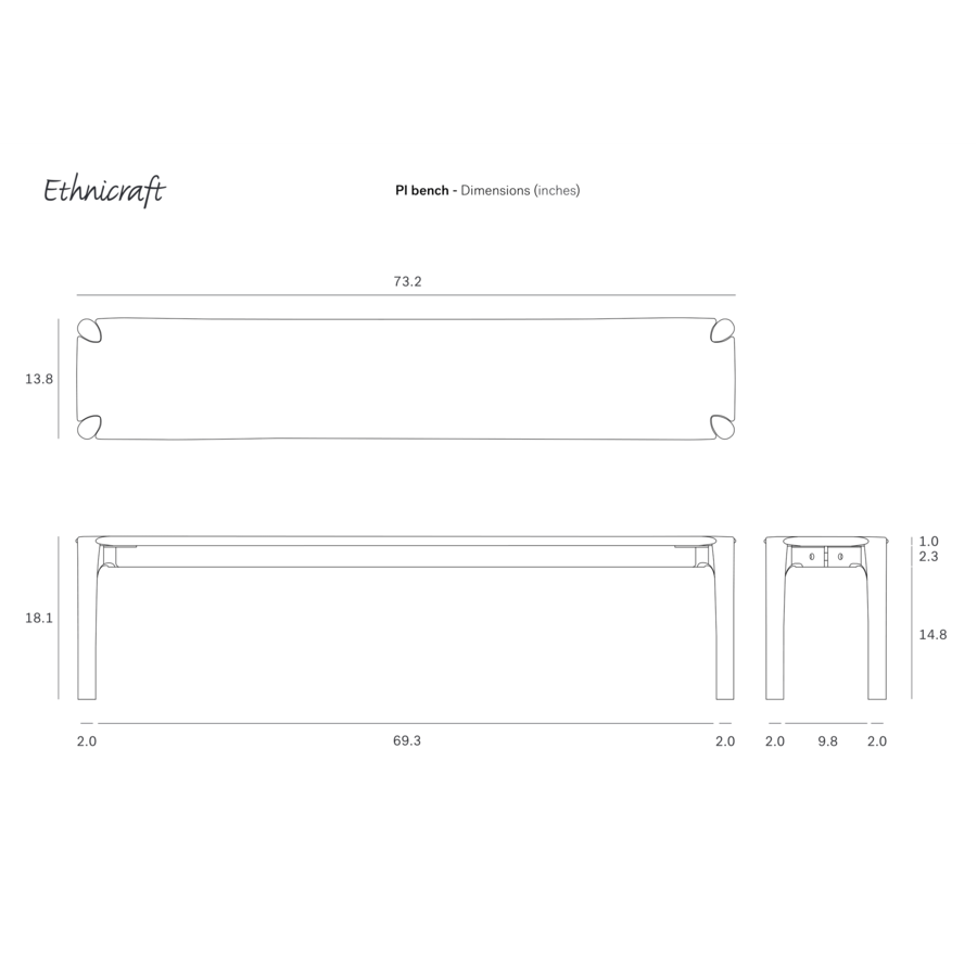 BANC PI 73'' par Ethnicraft