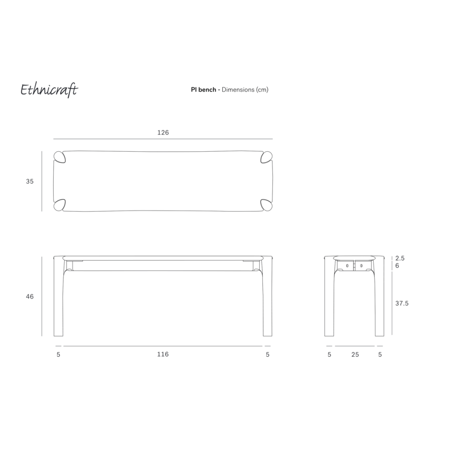 BANC PI 49.5'' par Ethnicraft