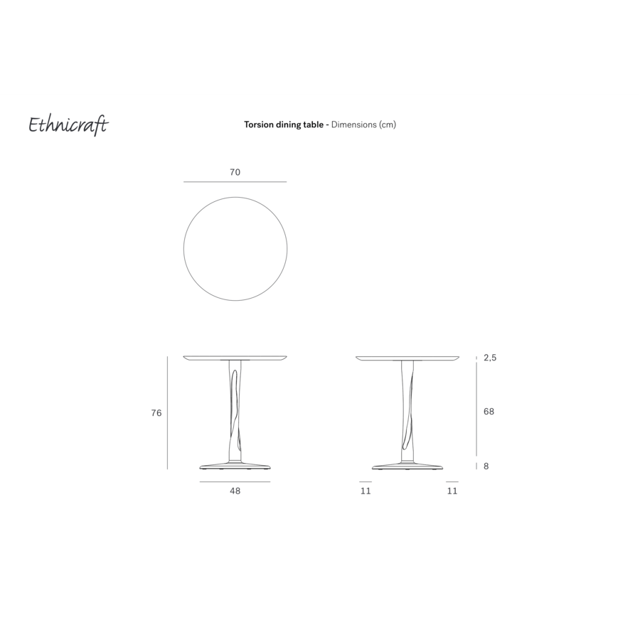 TORSION DINING TABLE - VARNISHED OAK - ROUND 28'' by Ethnicraft