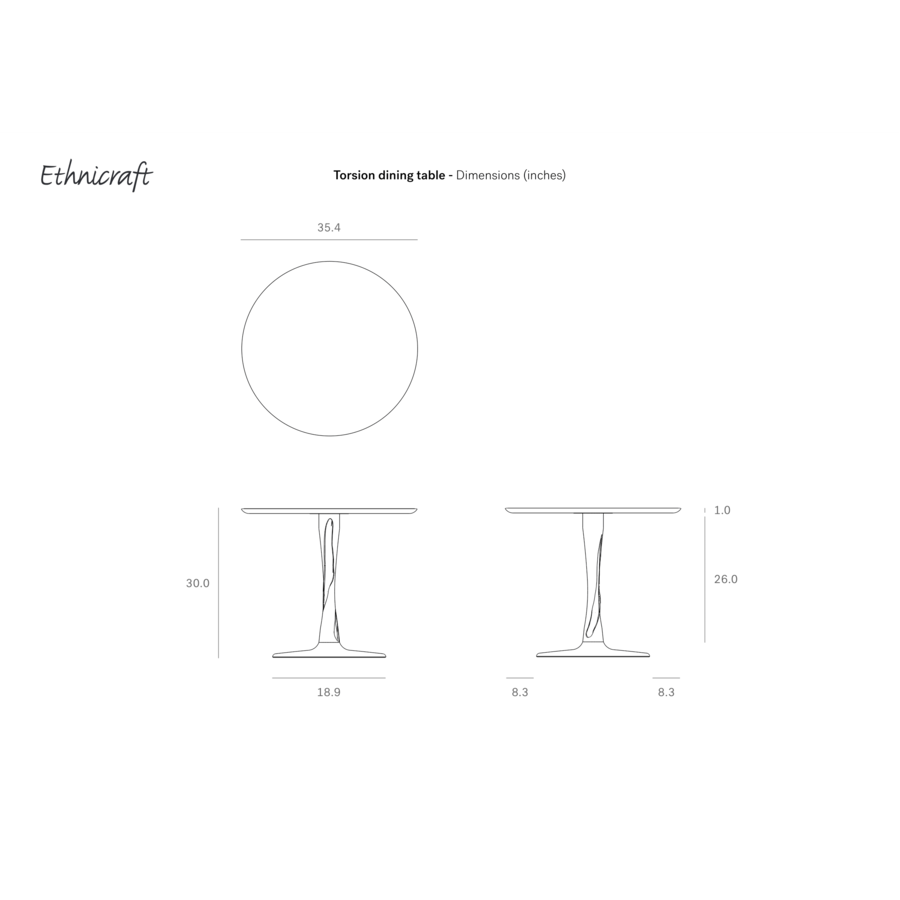 TABLE À DÎNER TORSION - CHÊNE VERNIS - RONDE 35.5'' par Ethnicraft