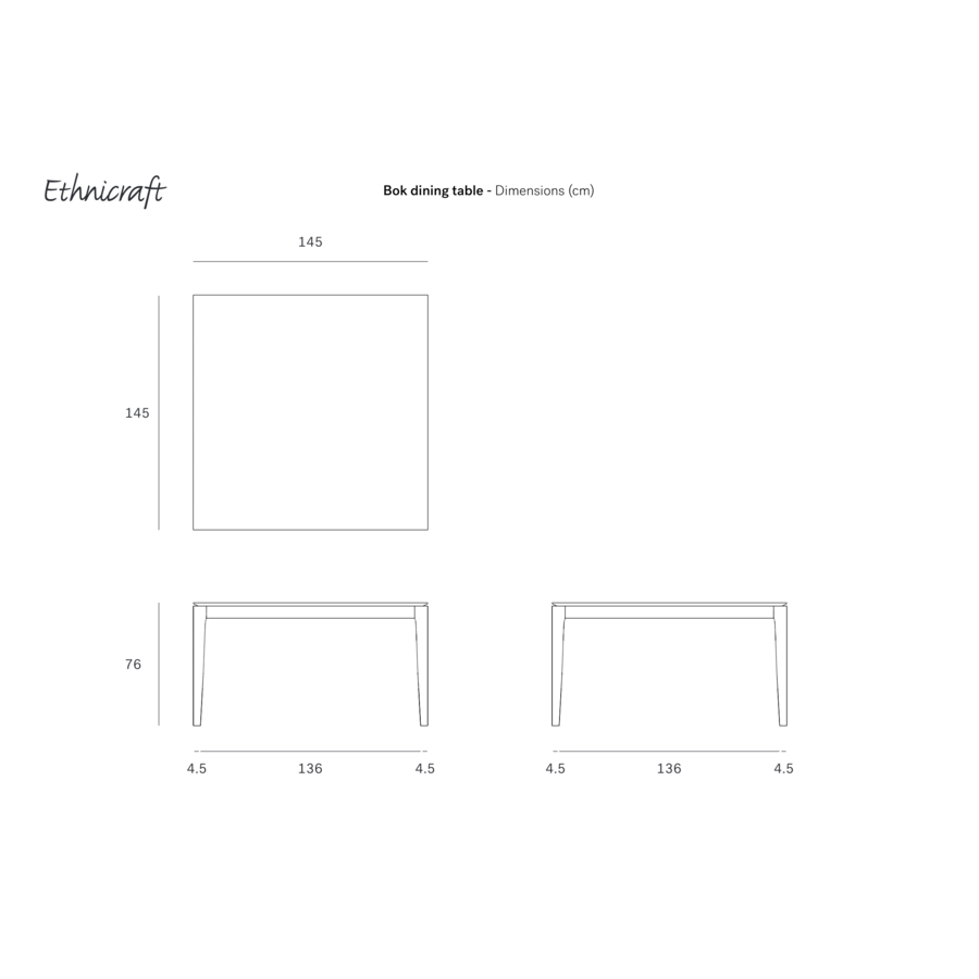TABLE À DÎNER BOK 57''x57'' - CHÊNE - CARRÉE par Ethnicraft