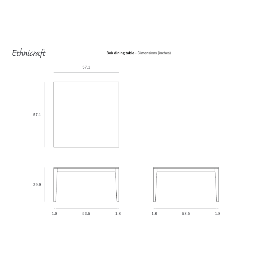 TABLE À DÎNER BOK 57''x57'' - CHÊNE - CARRÉE par Ethnicraft