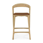 TABOURET COMPTOIR BOK - VARNISHED OAK - COGNAC LEATHER