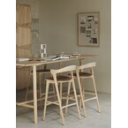 TABOURET BAR BOK - VARNISHED OAK - COGNAC LEATHER