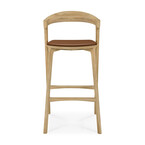 TABOURET BAR BOK - VARNISHED OAK - COGNAC LEATHER