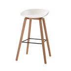 TABOURET COMPTOIR HAY BLANC ET BASE EN BOIS