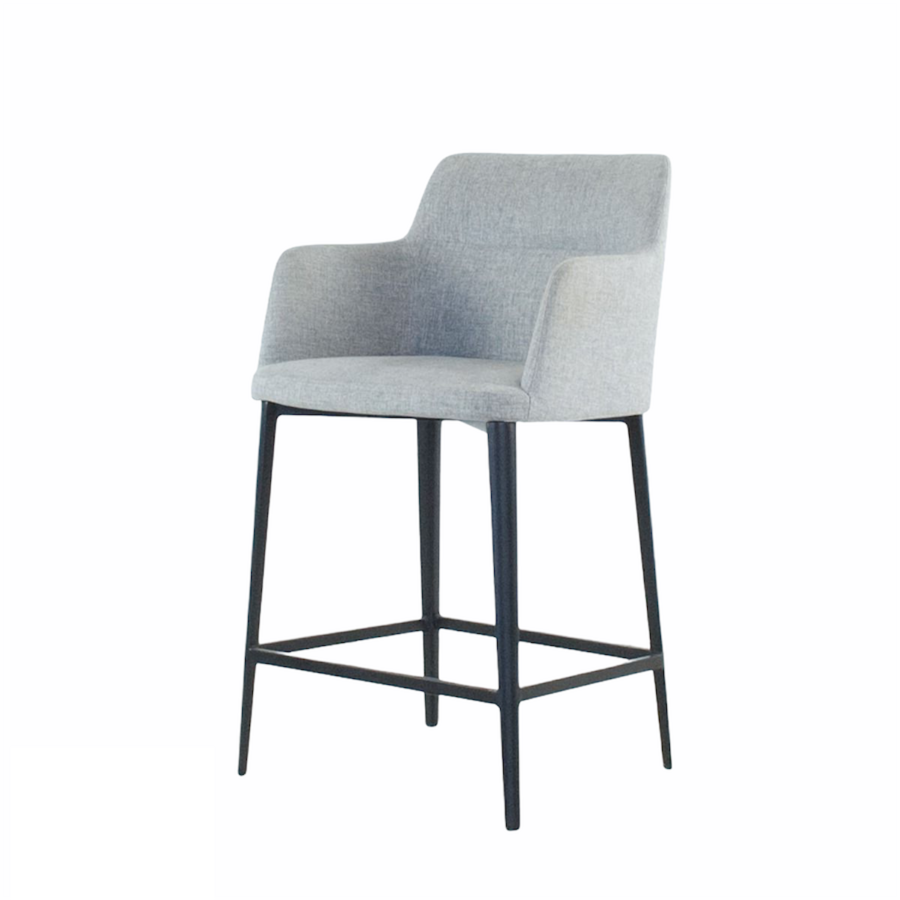 TABOURET COMPTOIR WILLIAMSBURG TISSU GRIS PÂLE