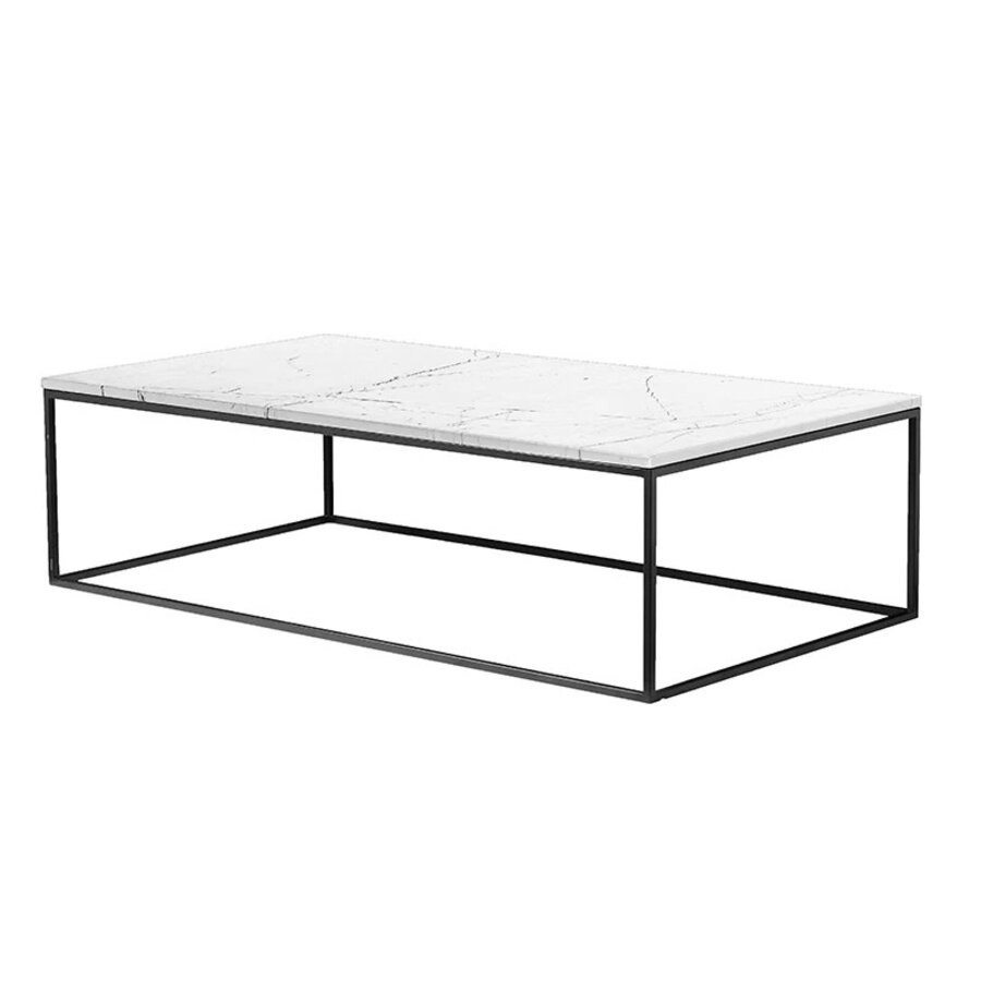 TABLE À CAFÉ ONIX RECTANGULAIRE - MARBRE BLANC + BASE NOIRE