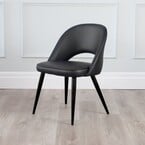 CHAISE COCO CUIR SYNTHÉTIQUE NOIR/BASE NOIRE
