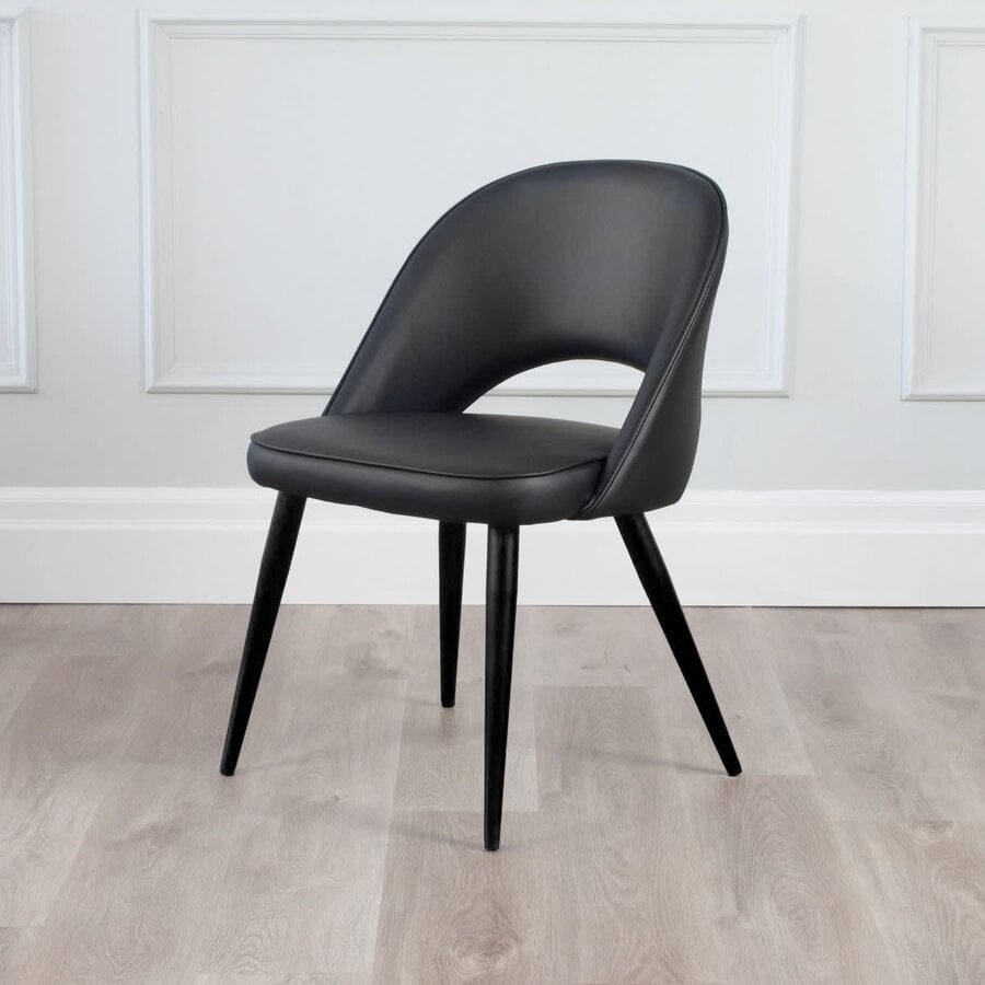 CHAISE COCO CUIR SYNTHÉTIQUE NOIR/BASE NOIRE