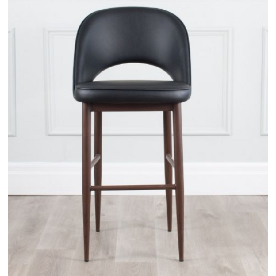 COCO COUNTER STOOL BLACK COCO COUNTER STOOL BLACK SYNTHETIC LEATHER / METAL BASE WITH WALNUT IMPRIT LEATHER / METAL BASE WITH WALNUT IMPRIT