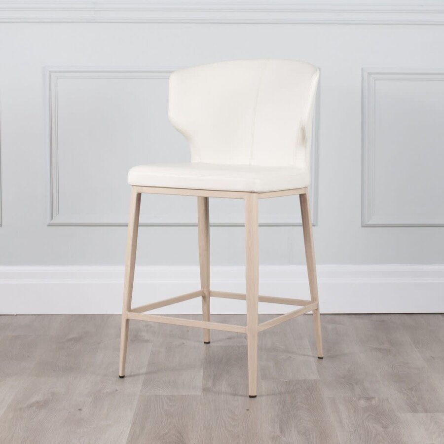 TABOURET COMPTOIR CABO CUIR SYNTHÉTIQUE BLANC