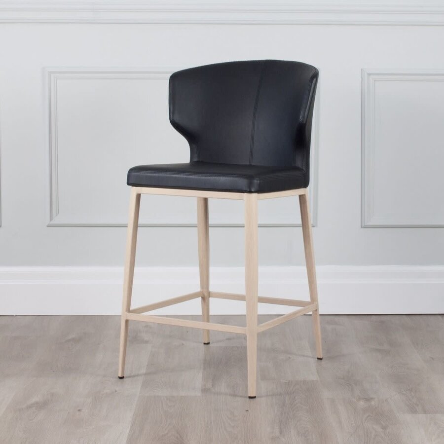 TABOURET COMPTOIR CABO CUIR SYNTHÉTIQUE NOIR