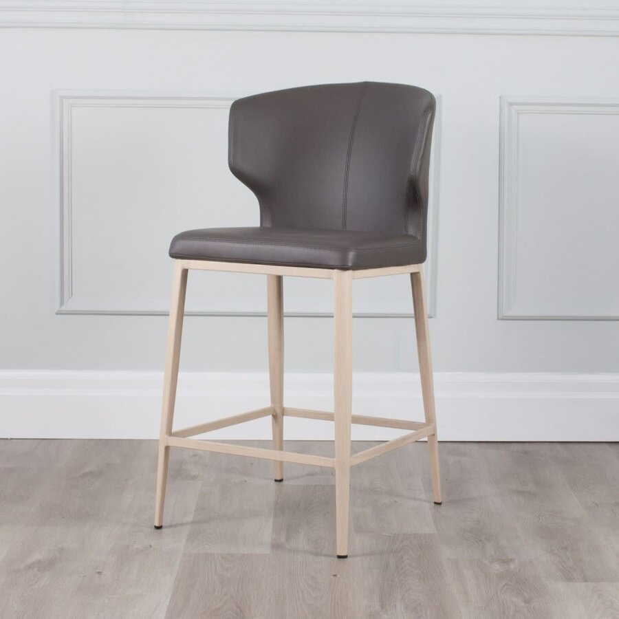 TABOURET COMPTOIR CABO CUIR SYNTHÉTIQUE CHARBON