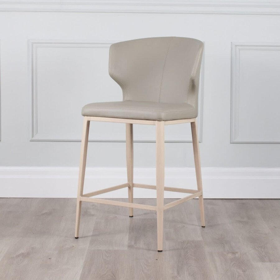 TABOURET COMPTOIR CABO CUIR SYNTHÉTIQUE TAUPE