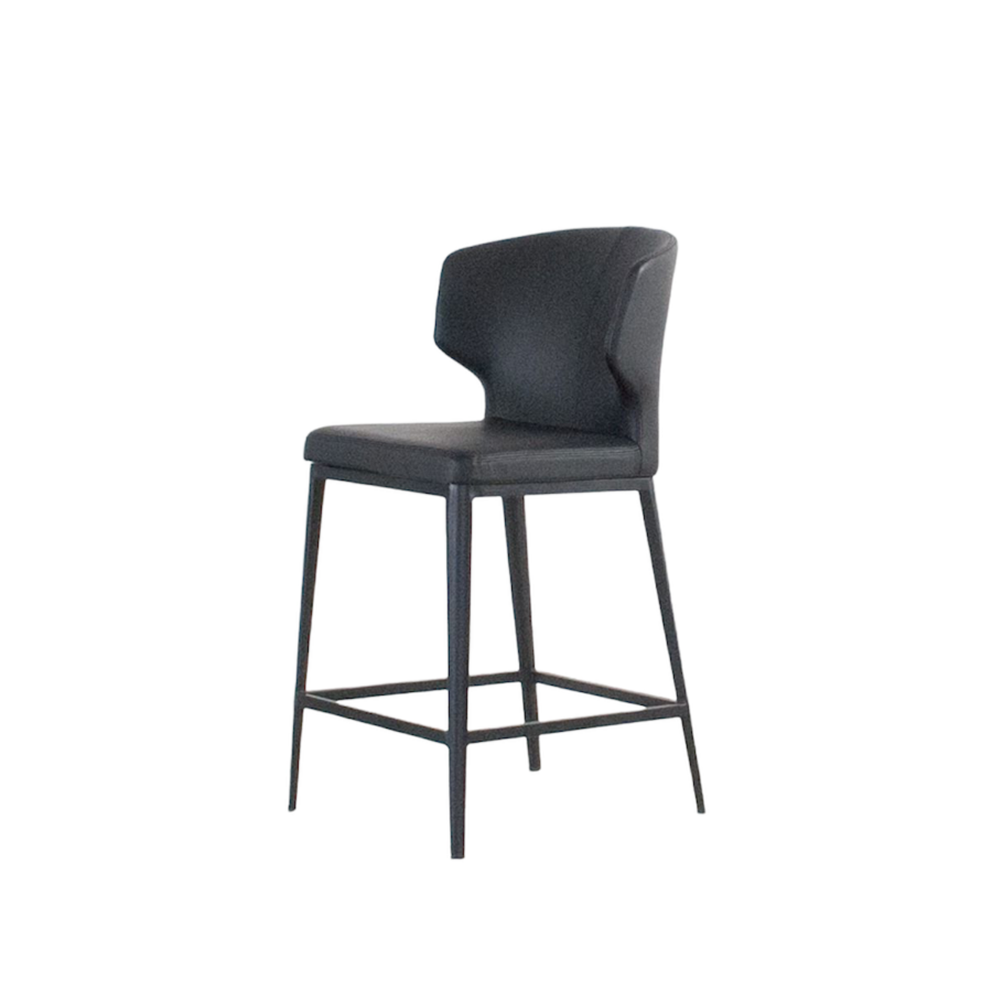 CABO COUNTER STOOL SYNTHETIC LEATHER BLACK /  BLACK METAL