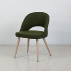 COCO DINING CHAIR GREEN BELFAST AND METAL BASE WITH NATURAL WOOD IMPRINT