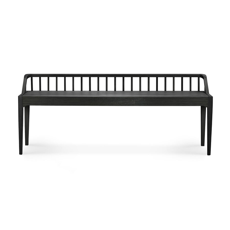 SPINDLE BENCH 59'' - VARNISHED OAK - BLACK by Ethnicraft