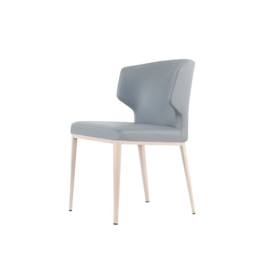 CABO CHAIR / SYNTHETIC LEATHER SILVERSTONE AND METAL BASE WITH NATURAL IMPRINT
