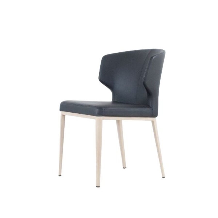 CABO CHAIR / SYNTHETIC LEATHER BLACK AND METAL BASE WITH NATURAL IMPRINT