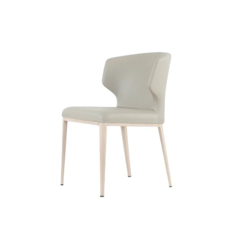 CHAISE CABO / CUIR SYNTHÉTIQUE TAUPE ET BASE MÉTAL IMPRIMÉ NATUREL