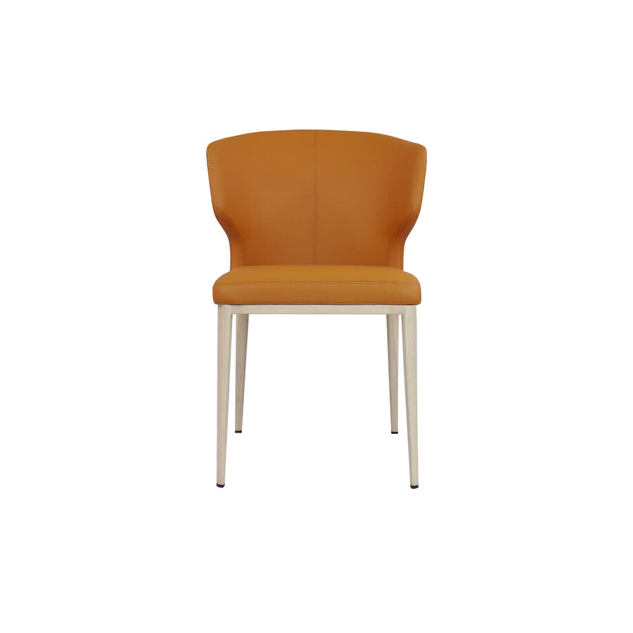 CHAISE CABO / CUIR SYNTHÉTIQUE TAN ET BASE MÉTAL IMPRIMÉ BOIS NATUREL