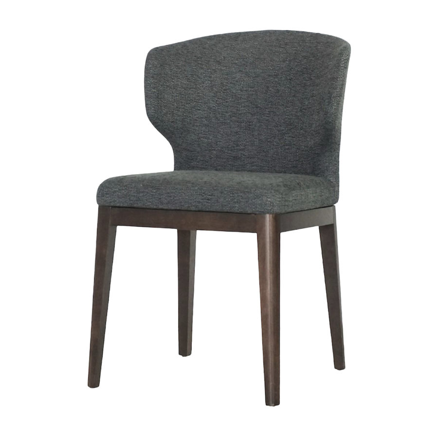 CHAISE CABO GRIS FONCÉ / BASE BOIS NOYER