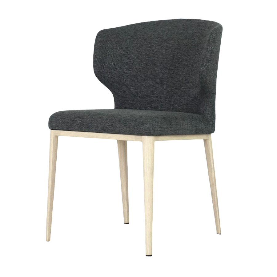 CHAISE CABO GRIS FONCÉ / BASE MÉTALET IMPRESSION BOIS NATUREL