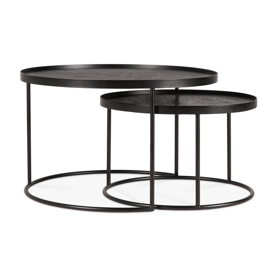 ROUND TRAY COFFEE TABLES SET - SMALL AND LARGE