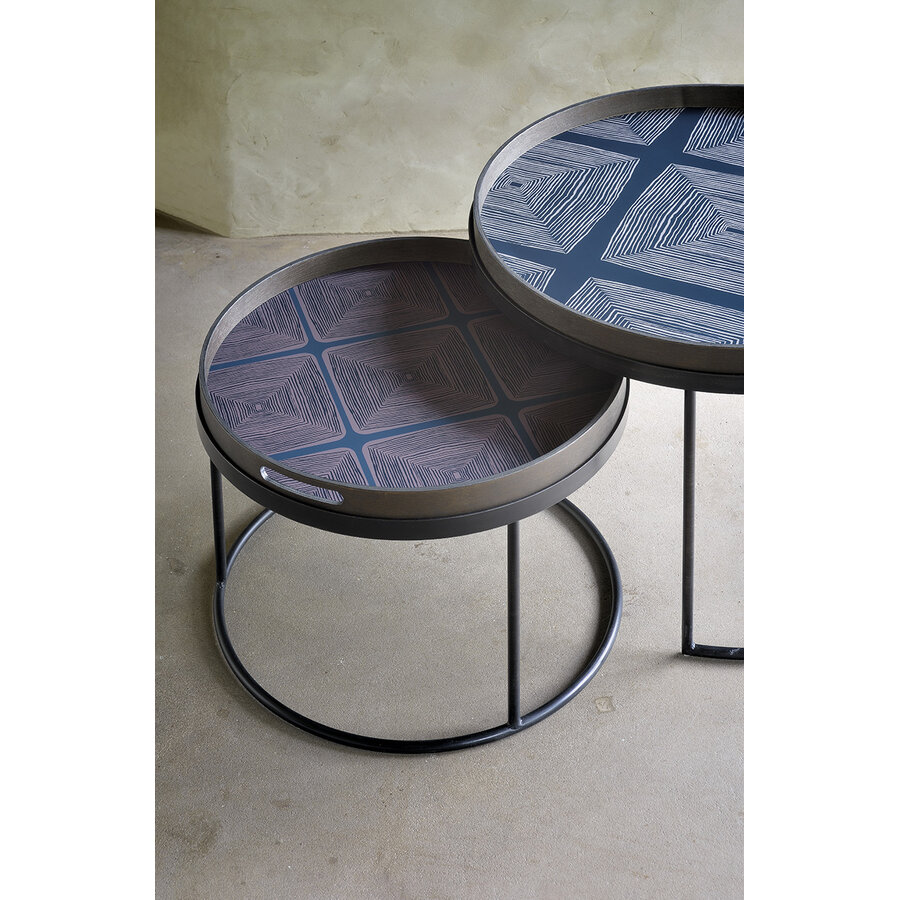 ENSEMBLE DE TABLES À CAFÉ TRAY RONDES - PETIT ET LARGE