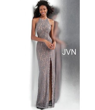 61347 Robe ajustée à col bijou en dentelle