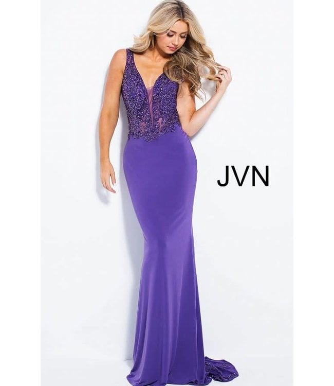 Jovani 58124 Robe ajustée à haut et traine perlés