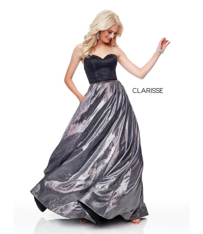 3710 Robe bustier tissu métalique