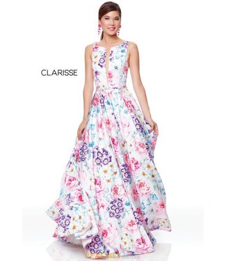 3874 Robe en A  motifs de fleurs
