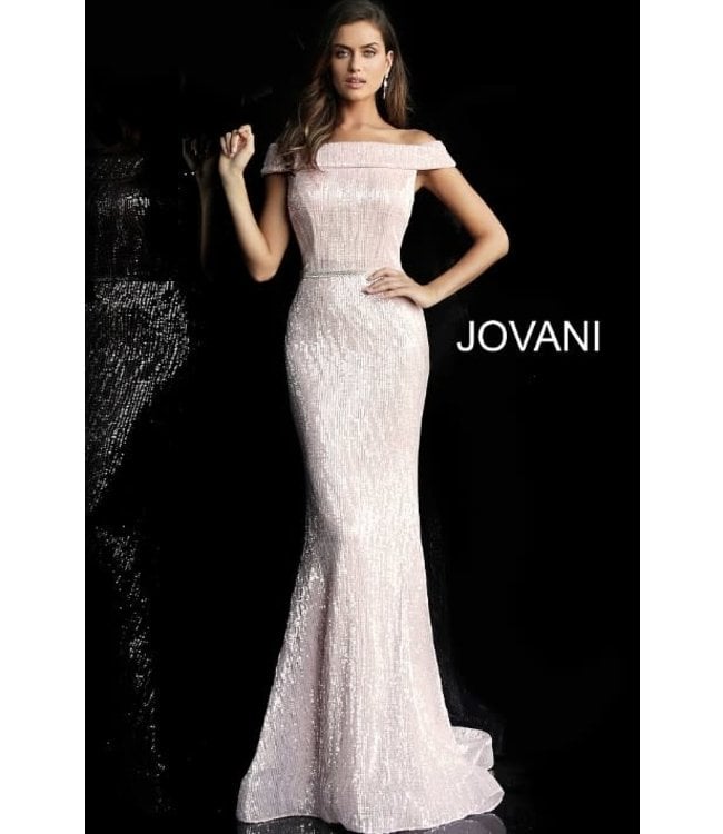 Jovani 66031 Robe ajustée scintillante à épaules dénudées