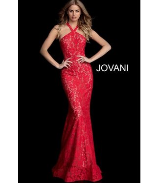 63214 Robe ajustée en dentelle à col haut