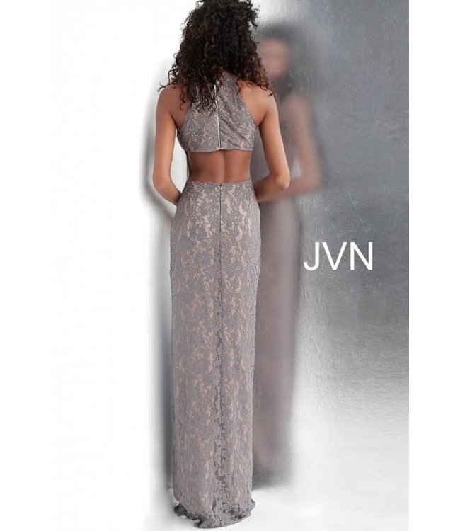 61347 Robe ajustée à col bijou en dentelle