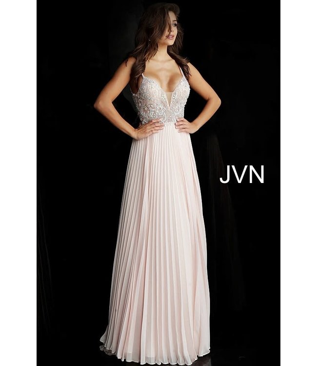 Jovani 68343 Robe fluide à haut perlé et bas plissé