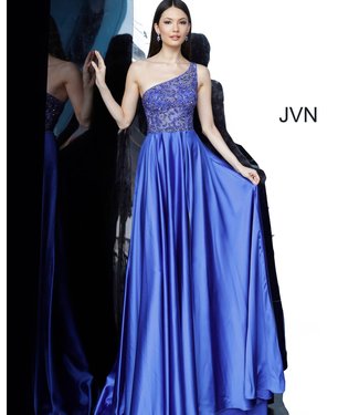 4277 Robe coupe en A à haut asymétrique et perlé