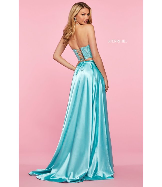 53268 Robe deux pièces satin et dentelle