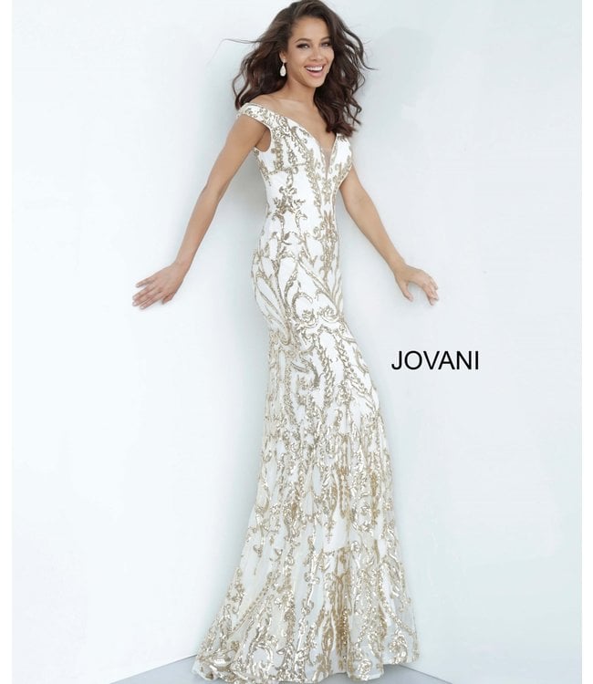 63349 Robe ajustée à épaules dénudées scintillante