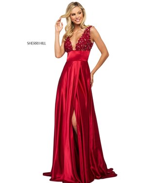 53764 Robe dentelle et satin à coupe en A